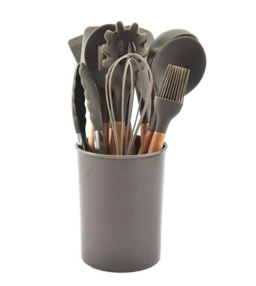 Silicone Kitchen Utensil Set Non Stick Spatula 11 Pc - 5 Colours Available - See photos