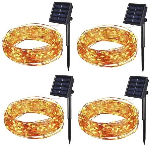 4 x Solar Fairy Lights LED Outdoor String Light Christmas Light -10m - Warm White