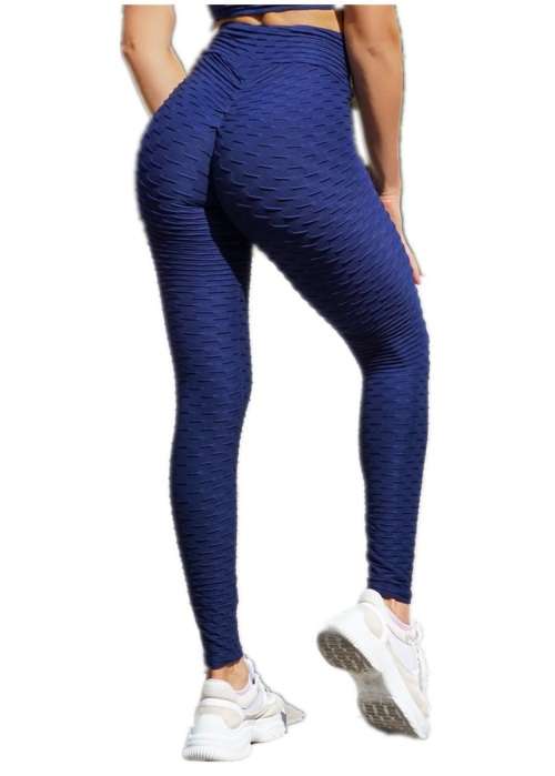 Bellezza Signora Honeycomb Butt Lift Scrunch Booty Yoga Pants Leggings - Navy