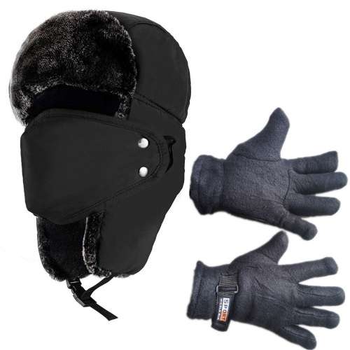 Winter Hat Trapper Hat Russian Hats Ushanka Hat + Complimentary Gloves