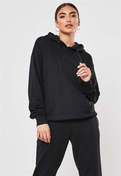 Hoodie Tracksuit Unisex For Women and For Men - Autumn and Winter Fleece Lined - Black - L