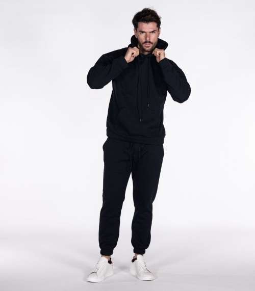 Hoodie Tracksuit Unisex For Women and For Men - Autumn and Winter Fleece Lined - Black - L