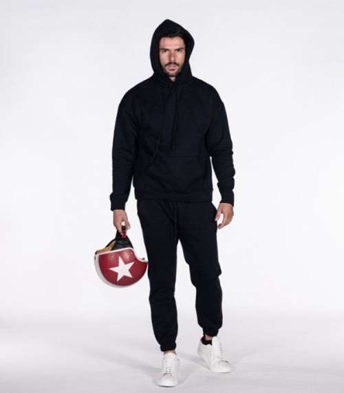 Hoodie Tracksuit Unisex For Women and For Men - Autumn and Winter Fleece Lined - Black - L