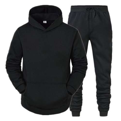 Hoodie Tracksuit Unisex For Women and For Men - Autumn and Winter Fleece Lined - Black - L