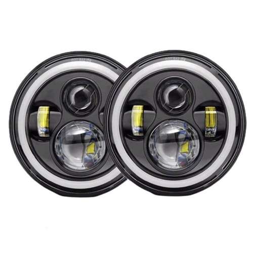 75W Round 7 Inch LED Headlight For Jeep Wrangler Off-Road - Set Of 2