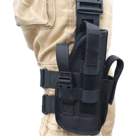 Universal Thigh Holster Leg Gun Holster with Mag Pouch - Black