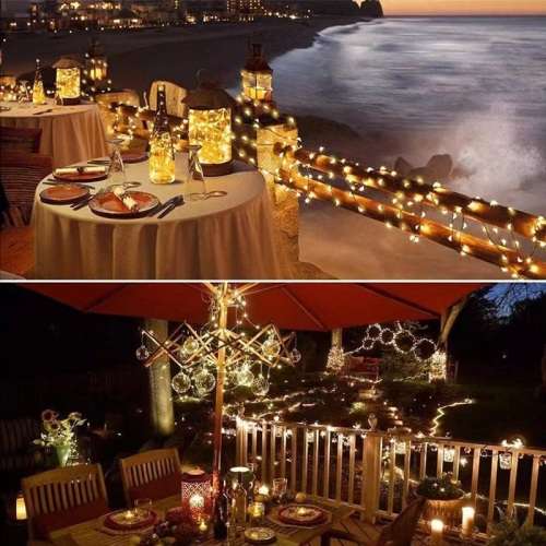 10m Solar Powered Fairy LED String Lights - 2 Pack - Yellow