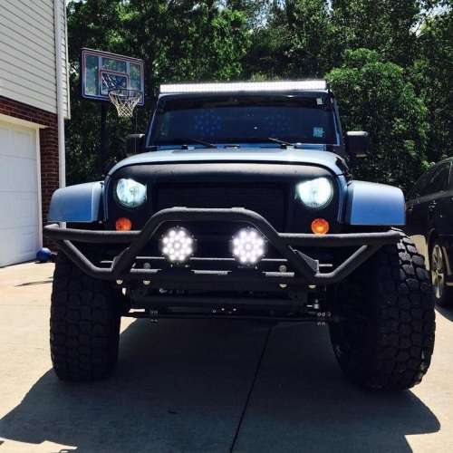 4x4 Spot Light SUV 7` - 51W - Set of 2 - Black and Relay Wiring Kit