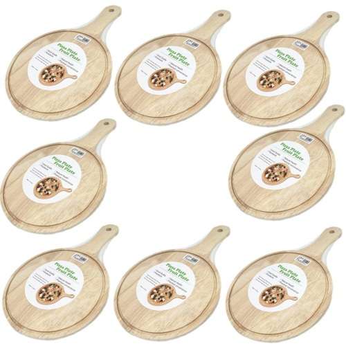 8x Pizza Board - Serving Plate - Cutting Board - Premium Meranti Wood - 20 cm