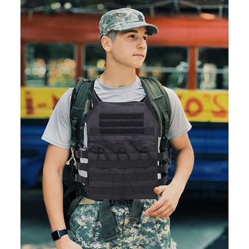 PLA Bulletproof Tactical Vest - Front and Back Ballistic Plate Pouches YJ-1