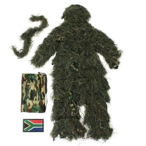 Ghillie Suit With SA Velcro Patch P.L.A. Camouflaged Clothing - Jungle Green