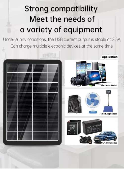 15W Solar Panel Charging Station With USB Multi-Head Cable (GD-120)