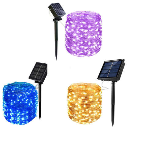 Fairy Lights Solar LED Outdoor String Light Christmas Light -10m -Pack Of 3 -   Blue + Purple + Warm