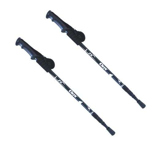 2 x Hiking Stick Trekking Pole Ultra Light Aluminium Extendable - Black