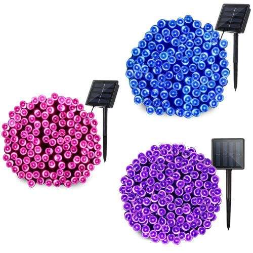String Lights Fairy Lights Outdoor Solar -100 LED Bulbs Christmas Lights - Blue + Pink + Purple