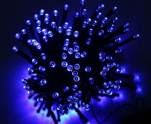 String Lights Fairy Lights Outdoor Solar -100 LED Bulbs Christmas Lights - Blue + Pink + Purple