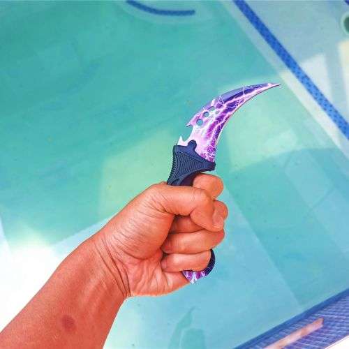 2x Karambit Knife Combat Tiger Claw Tactical Knife - Iridescent + Blitz