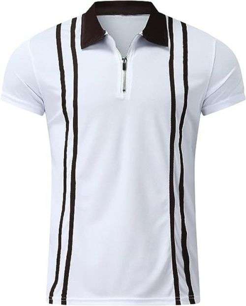 APEY - Golf Shirt Collared T Shirts For Men Stretch Fit Polo Shirts - White - XL