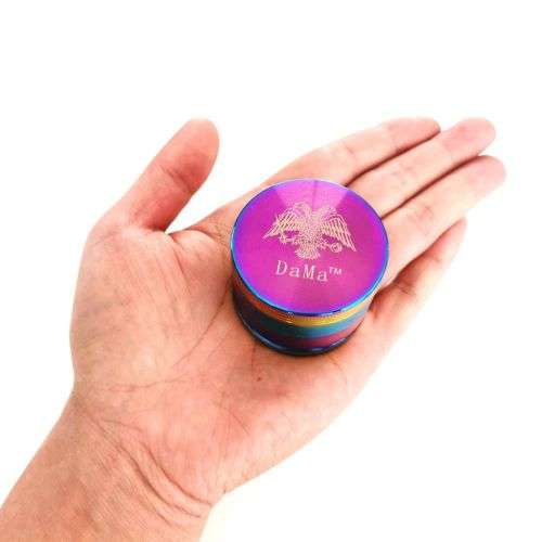 DaMa Dry Herb Grinder Weed Crusher 4 Stage - 50mm Solid Lid - Iridescent