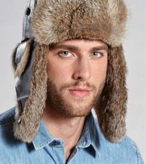 Leather Winter Hat Trapper Hat Pilot Ushanka Ski Hat + Goggles - Brown