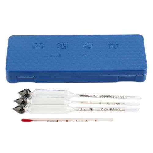 4 Pieces Alcohol Content 0-100% Hydrometer Alcohol Measure Tool & Thermometer
