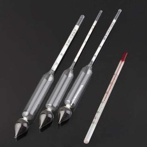 4 Pieces Alcohol Content 0-100% Hydrometer Alcohol Measure Tool & Thermometer