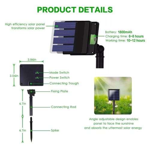 Solar Fairy LED Lights 10m - Pack of 4