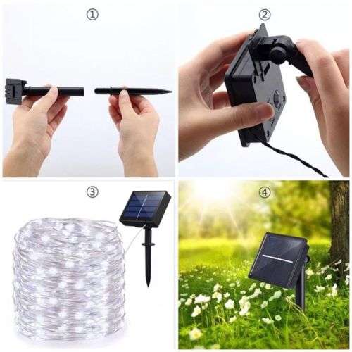 Solar Fairy LED Lights 10m - Pack of 4