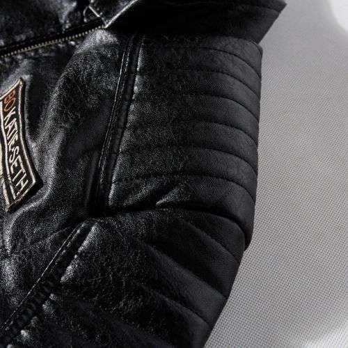 2023 Leather Jackets for Men Winter Bomber Jackets - Bike Jacket - Black -  - XL