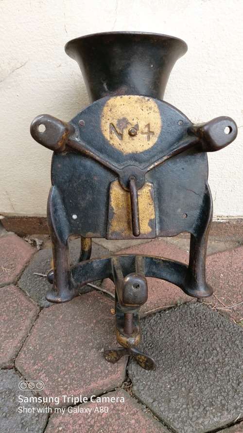 Antique No 4 Lovelock Cast Iron Coffee Grinder - Working