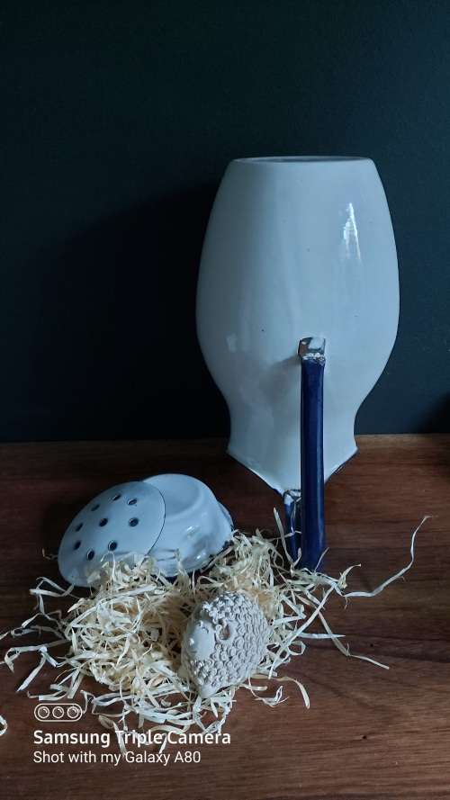 Vintage Enamel Bathroom Pitcher with Soap Dish
