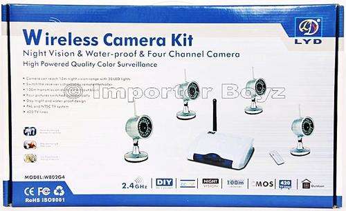 4 Night Vision Wireless CCTV System Camera Kit With Receiver