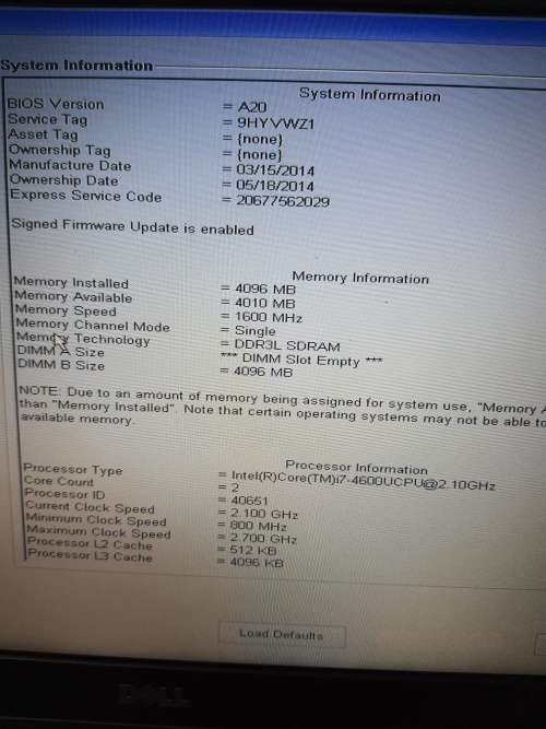 DELL E7240 CORE I7 LAPTOP