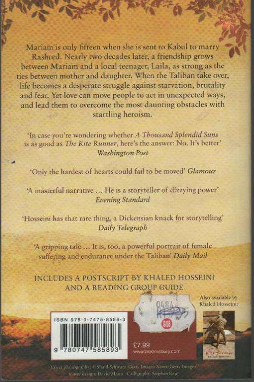 (B19) A Thousand Splendid Suns by Khaled Hosseini