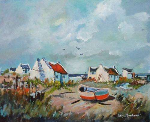 Special !! Oil Painting by Patty Mynhardt "Fishing Village Series"