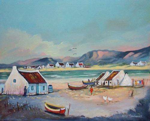 Special !! Oil Painting by Patty Mynhardt "Fishing Village Series"