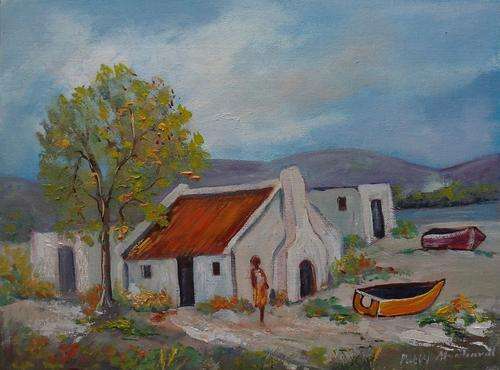 SPECIAL !!! Acrylic Painting by Patty Mynhardt "Fishing Village"