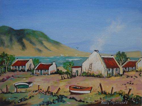 SPECIAL !!! Acrylic Painting by Patty Mynhardt "Fishing Village"