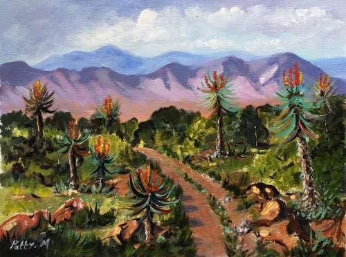 Original Painting by S.A. Artist Patty Mynhardt - "Aloes"