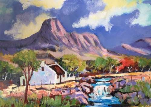 Beautiful Cape Seaside Village painting "Fishing Village" by Patty Mynhardt -Crazy Wednesday Special