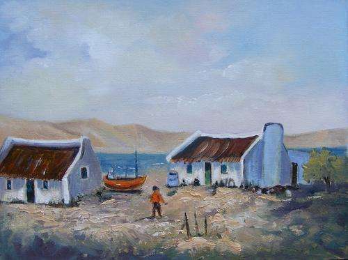 "Fishing Village 6" Oil Painting by Patty Mynhardt