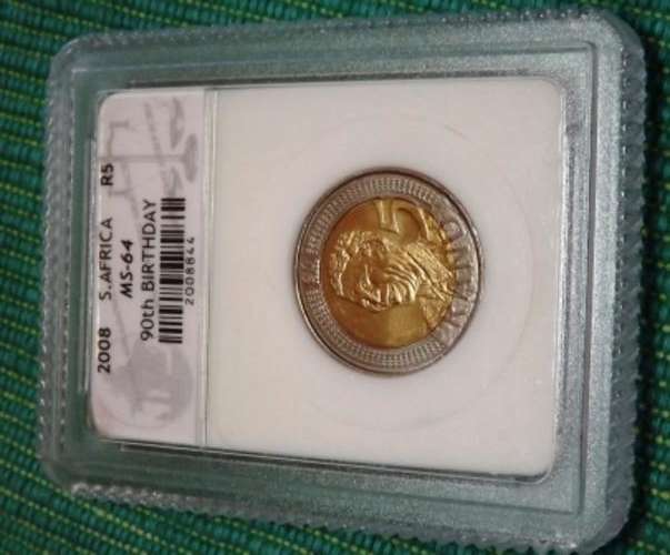 2008 Mandela Birthday Coin SAGCS Graded, MS 64