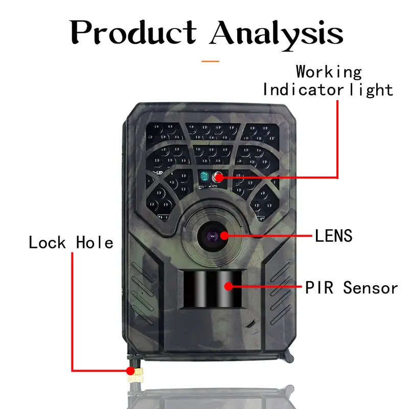 720p Outdoor Hunting Trail Camera With Night Vision Waterproof Infrared Heating