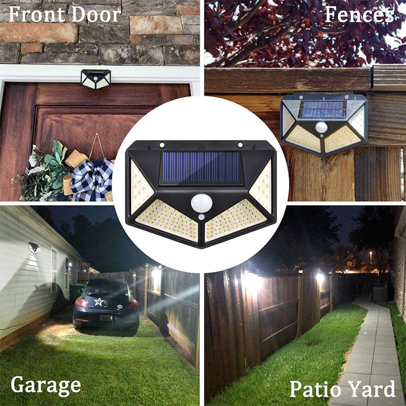 Mini 100 LED Outdoor Solar Wall Light PIR Motion Sensor Garden Security Light