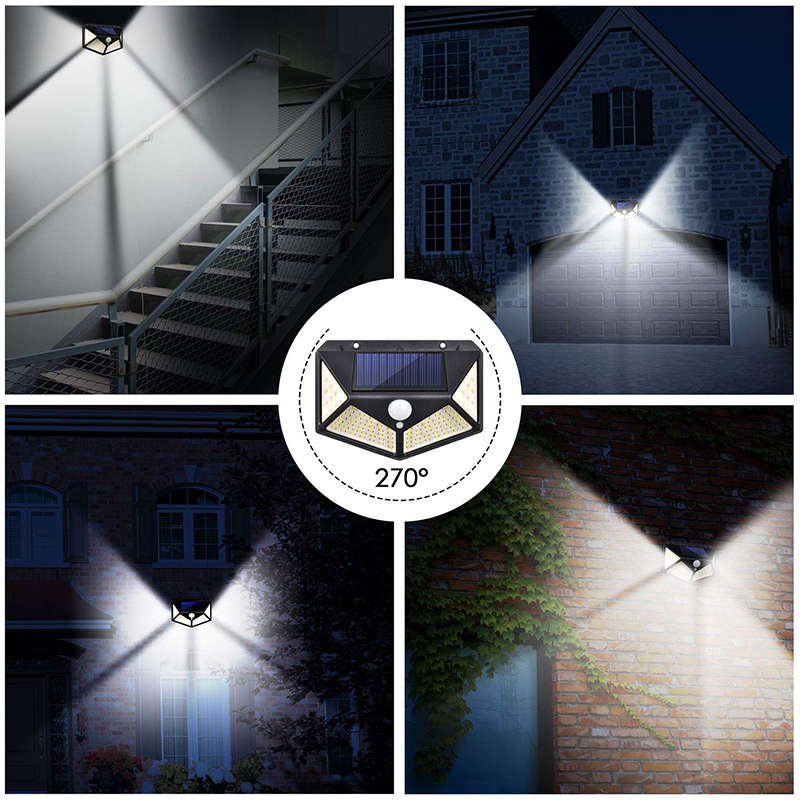 Mini 100 LED Outdoor Solar Wall Light PIR Motion Sensor Garden Security Light