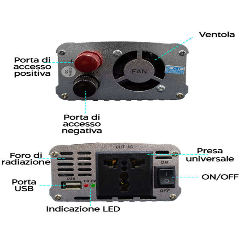 Convenient And Beautiful 2000W Inverter Car Battery Converter Electrical Switch