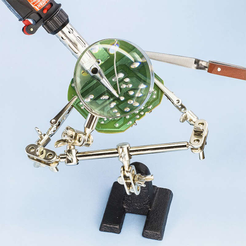 Exquisite Welding Third Hand Help Stand Iron Magnifying Tool Hand Magnifying Glass Holder