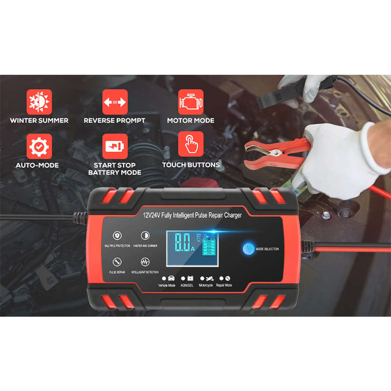 Multifunctional 12V 8A - 24V 4A Smart Pulse Repair Battery Charger
