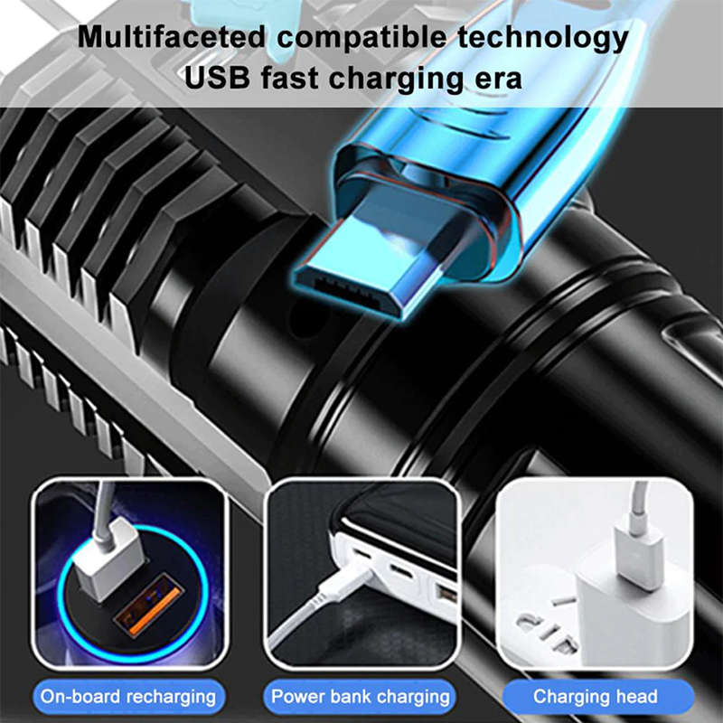 Convenient And Practical Ultra-Bright Led Light Usb Rechargeable Flashlight 4-Core