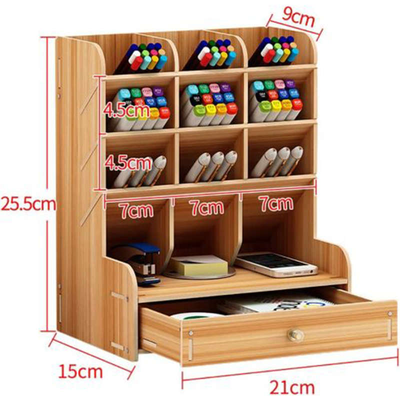 Convenient And Beautiful Multifunctional Desk Storage Box Wooden Shelf Storage Box Diy Pen Holder Bo